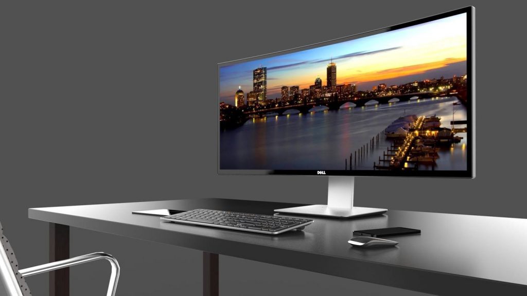 large curved monitor screen